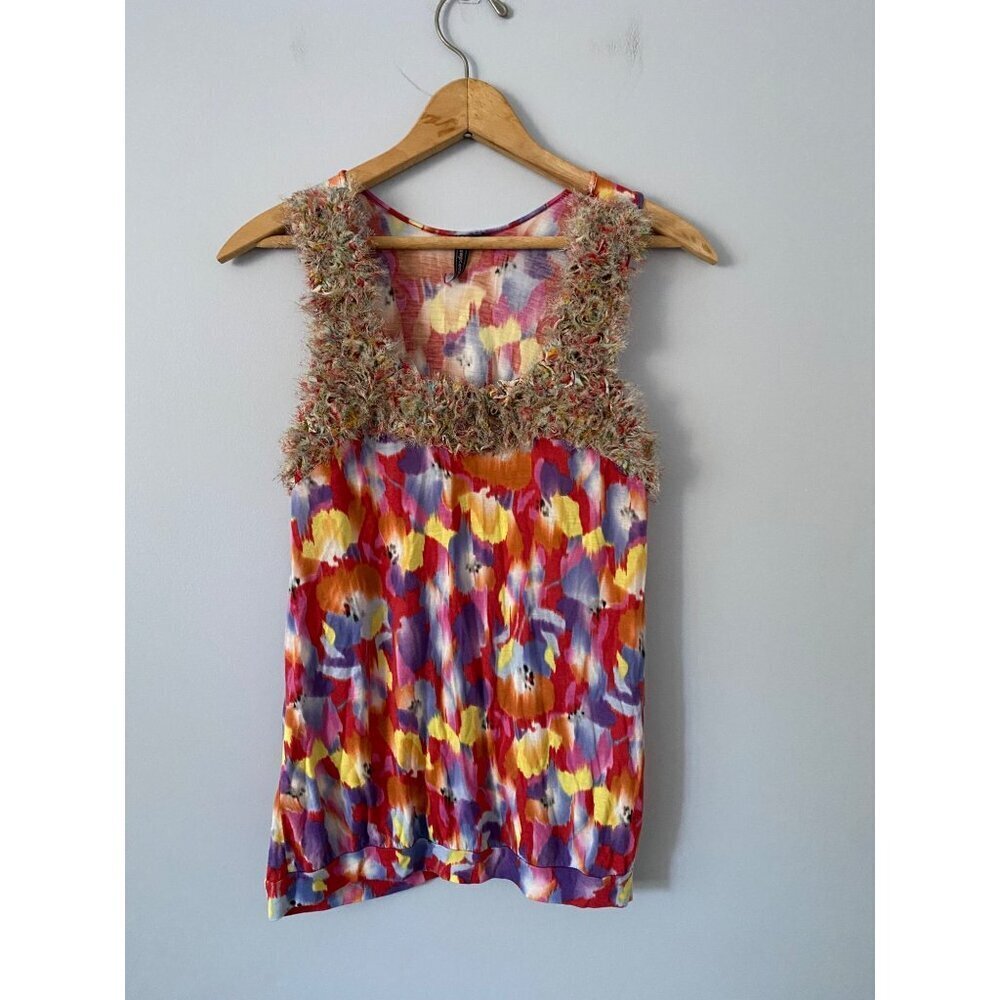 One September Anthropologie Size Small Sleeveless Top with Fringe Detail